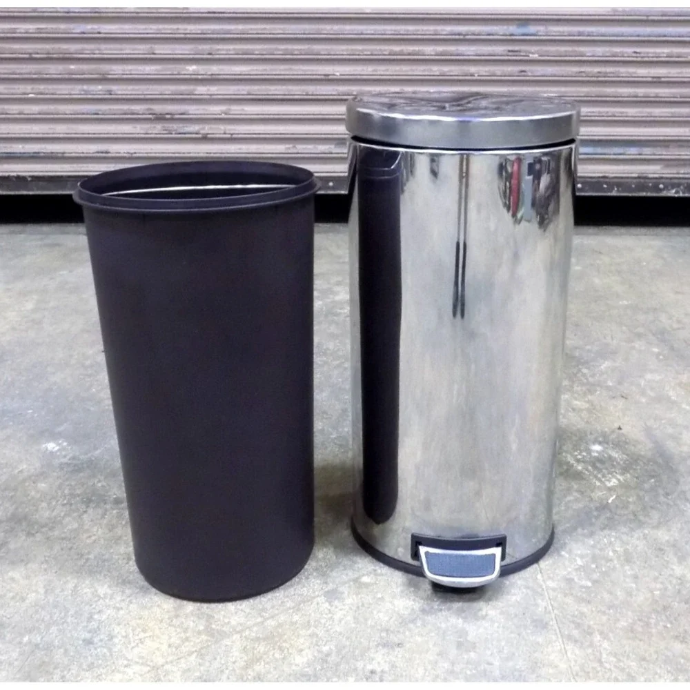 13gal Stainless Touchless Commercial Hands Free Step Trash Can & HD Liner